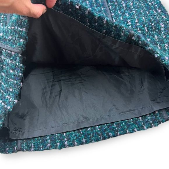 LOFT Fuzzy Wool Blend Mini Skirt Blue Green - Picture 6 of 7